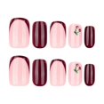 thumbnail image 2 of Uñas postizas cortas cuadradas de acrílico brillante color cereza, cobertura total, fácil aplicación, 24 unidades., 2 of 5