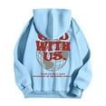 thumbnail image 4 of MHFRRA Sudadera con Capucha Estampada para Uso Diario Sudadera Informal para Mayor Comodidad y Estilo En Actividades Deportivas y de Ocio Azul claro, 4 of 5
