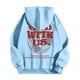 thumbnail image 4 of MHFRRA Sudadera con Capucha Estampada para Uso Diario Sudadera Informal para Mayor Comodidad y Estilo En Actividades Deportivas y de Ocio Azul claro, 4 of 5