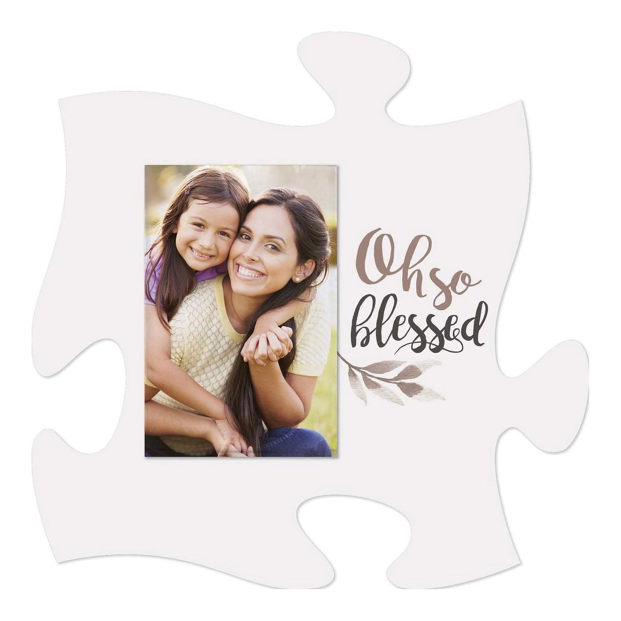 This Is Us Leaf Pattern White 6x6 Wood Mini Puzzle Piece Wall Photo Frame 