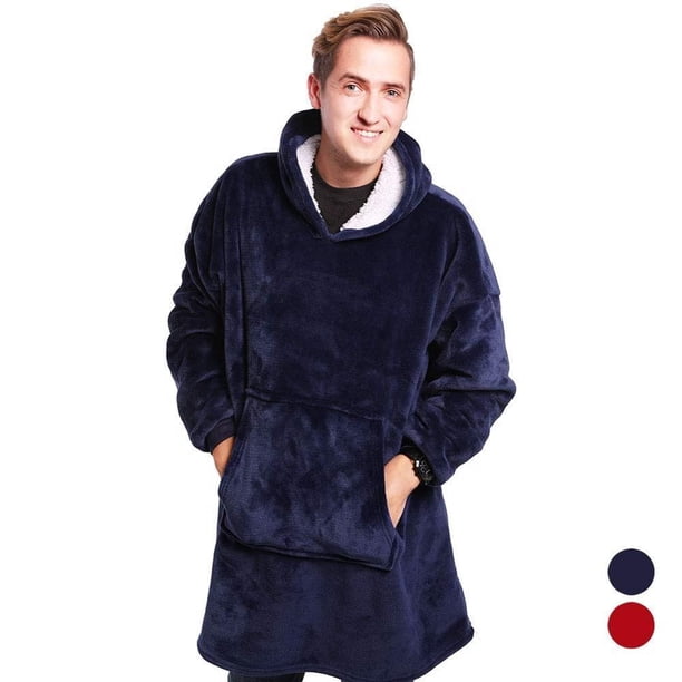 Sherpa Sudadera con capucha Manta Bolsillo frontal de gran tamaño Suéter de felpa gigante con capucha Acogedor Cómodo para hombres adultos mujeres, talla única Adepaton LL-2140-1