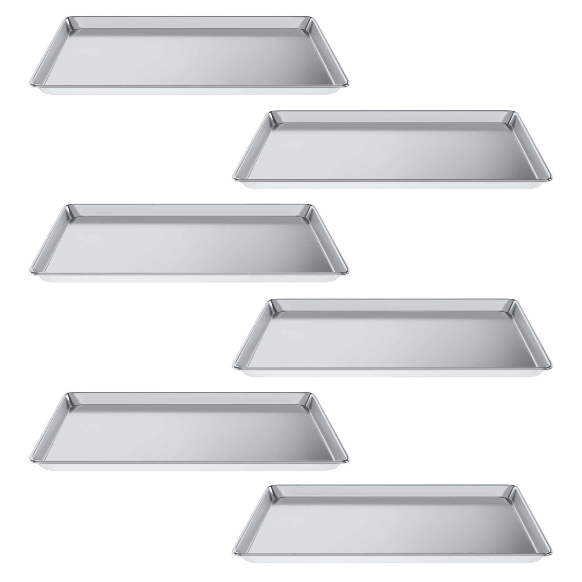 Pack of 6 | 18 in. x 26 in. Full Size Aluminum Bun / Sheet Pan | Ideal for baking, roasting, cooling, prepping, or storing – a must-have in restaurants, bakeries, and busy kitchens.