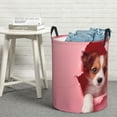 thumbnail image 6 of Sikiie Puppy Peeking Through Pink Print Round Dirty Clothes Basket, Waterproof Standing Foldable Storage Basket, for Laundry Room, Bedroom, Bathroom Storage-Medium, 6 of 6