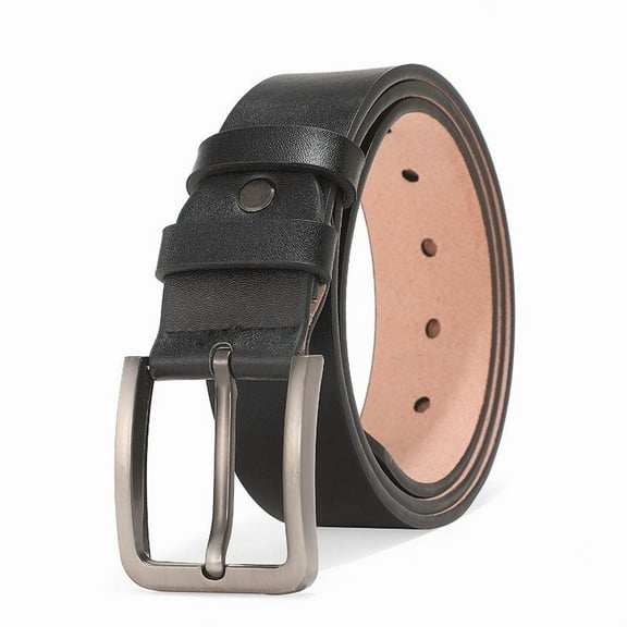 Zhuge 110cm 1.5" Width Men’s Genuine Leather Belt, Versatile Dress & Casual Leather Belt for Men, Durable Daily Wear & Formal Occasions Accessory, Black C