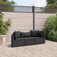 thumbnail image 1 of vidaXL 3 Piece Garden Sofa Set with Cushions Black Poly Rattan, 1 of 5