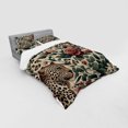 thumbnail image 2 of Ambesonne Leopard Bedding Set 4 Pcs, Roses Leaves Wild Animals, King, Peacock Green and Caramel, 2 of 2