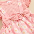 thumbnail image 6 of Newborn Baby Girl Outfits Daisy Floral Romper Dress Ruffle Suspender Dress Bodysuit with Headband Set Cute Summer Clothes, 6 of 7