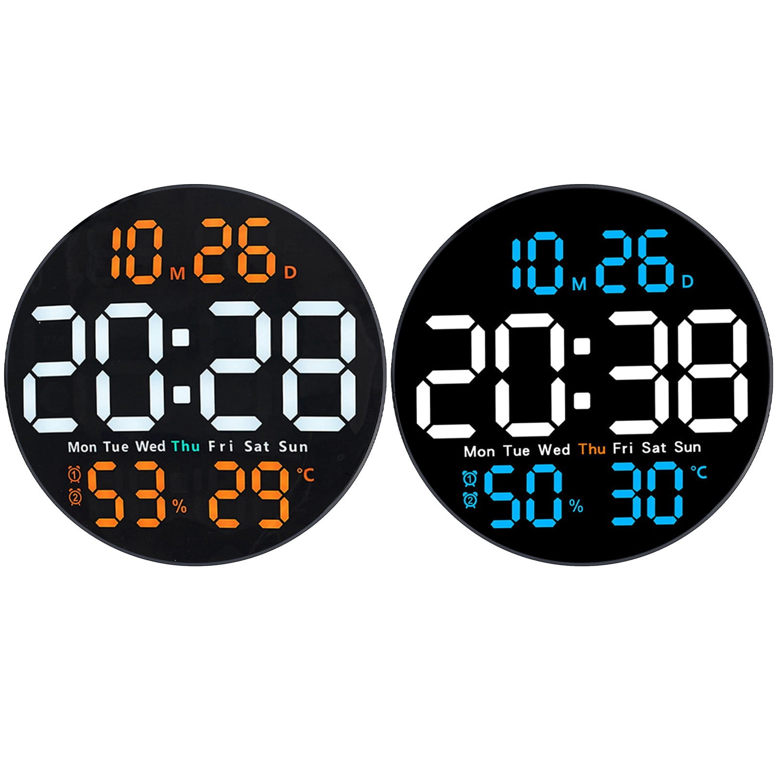 Leke 10 Inch Digital Wall Clock with Alarm Temperature and Hygrometer