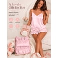 thumbnail image 4 of DAKIMOE Silk Stain Pajamas Set for Women 2 Piece Pjs Sets Adjustable Cami Top and Shorts with Ruffle Nightwear, 4 of 7