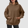 thumbnail image 2 of Krdevn Womens Fall Sweatshirts,Womens Oversized Sweatshirts Pullover Hoodies Short Velvet Sweaters Long Sleeve with Pockets Winter Fall Outfits,Pullover Sweatshirts for Women,Size:S, 2 of 5