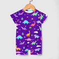 thumbnail image 3 of Cartoon Dinosaurs Baby Rompers Boy Girl Palm Trees Leaves Newborn Infant Clothes Summer Short Sleeve Jumpsuit Playsuit Bodysuit, 3 of 6