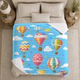 thumbnail image 5 of Hot Air Balloon Adventure Sky Scene Cheerful Cartoon, Playful Celestial Scene, Warm Flannel Blanket for Living Room and Bedroom, Celestial Art Lovers Housewarming Gift, Celestial Home Decor, 5 of 9