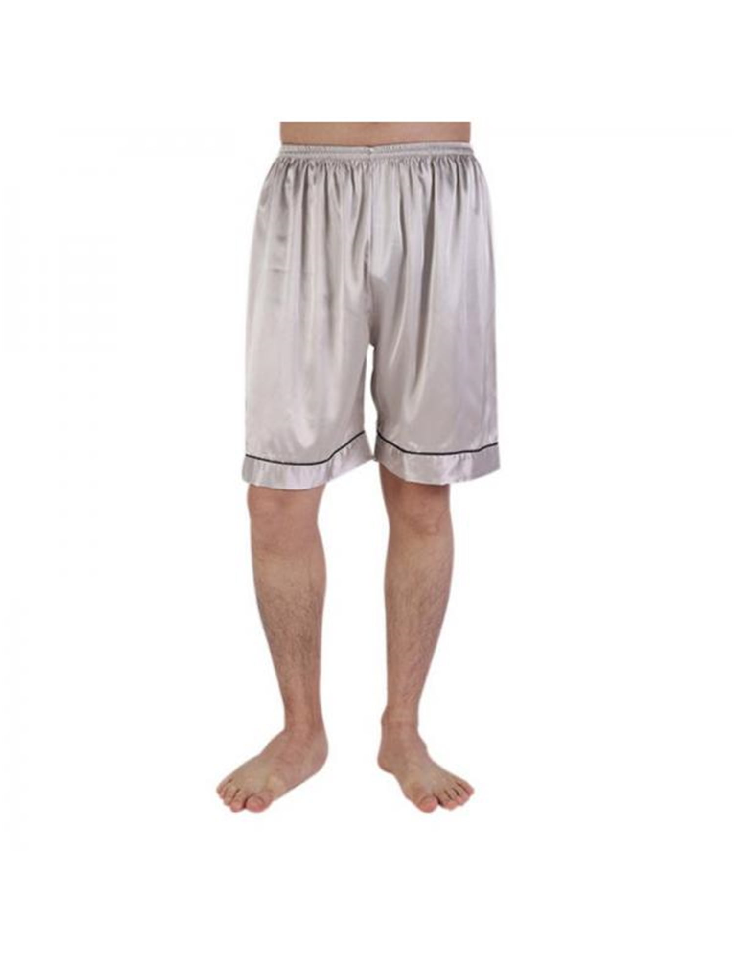 Men Silk Shorts Satin Lounge Trunks Beachwear Boxer Short Pant Pajamas Sleepwear
