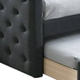thumbnail image 2 of Benjara Edra Classic Upholstered Day Bed with Trundle, Tufted Charcoal Gray Burlap, 2 of 5