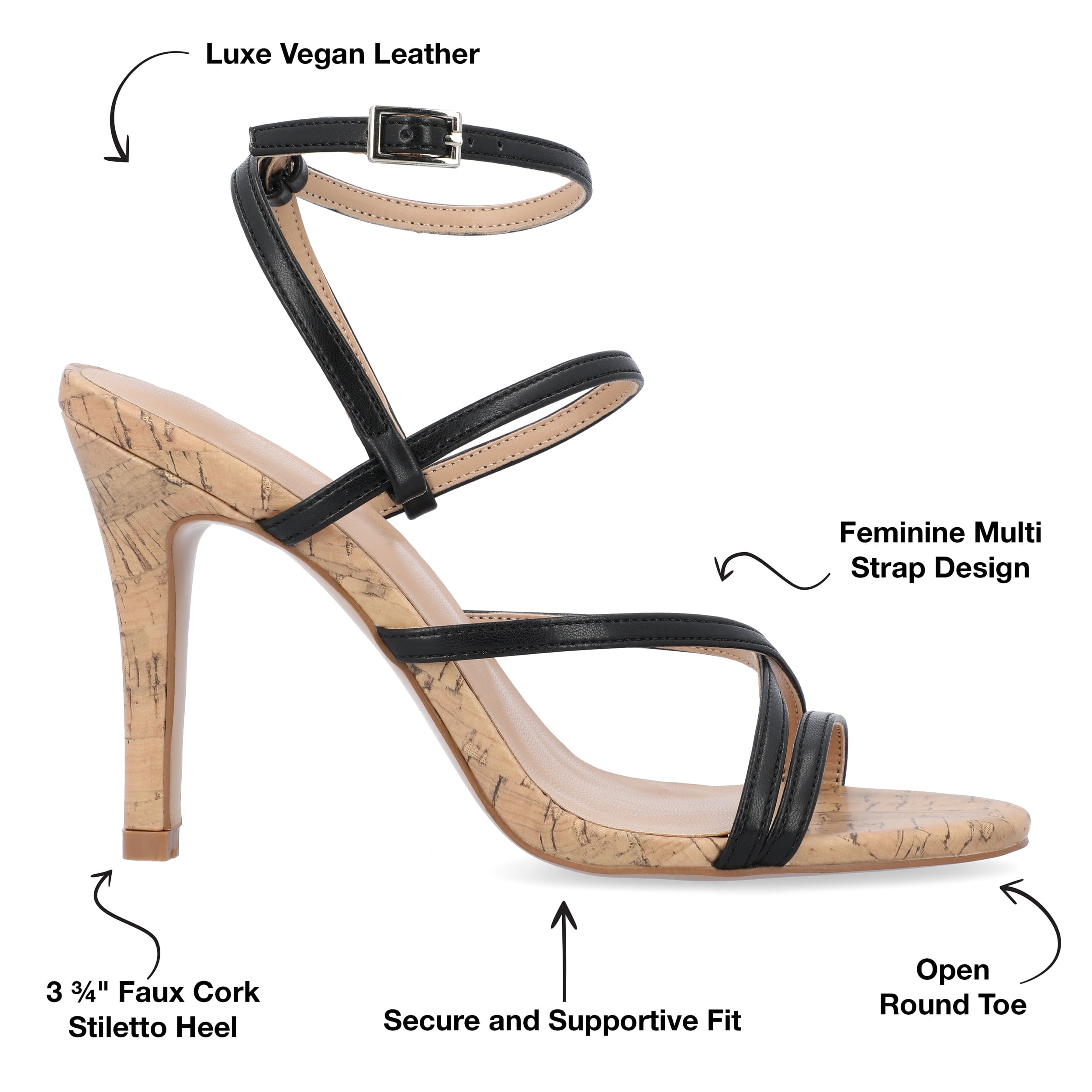 Journee Womens Fylissa Multi Strap Stiletto Open Toe Sandals
