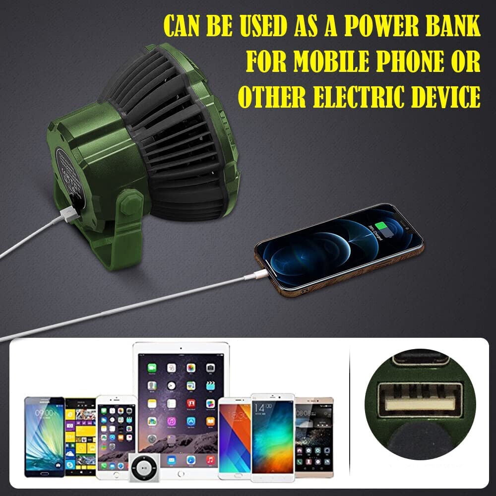IC ICLOVER Outdoor Portable Tent Fan LED Light Rechargeable Hanging Camping Lantern + Remote