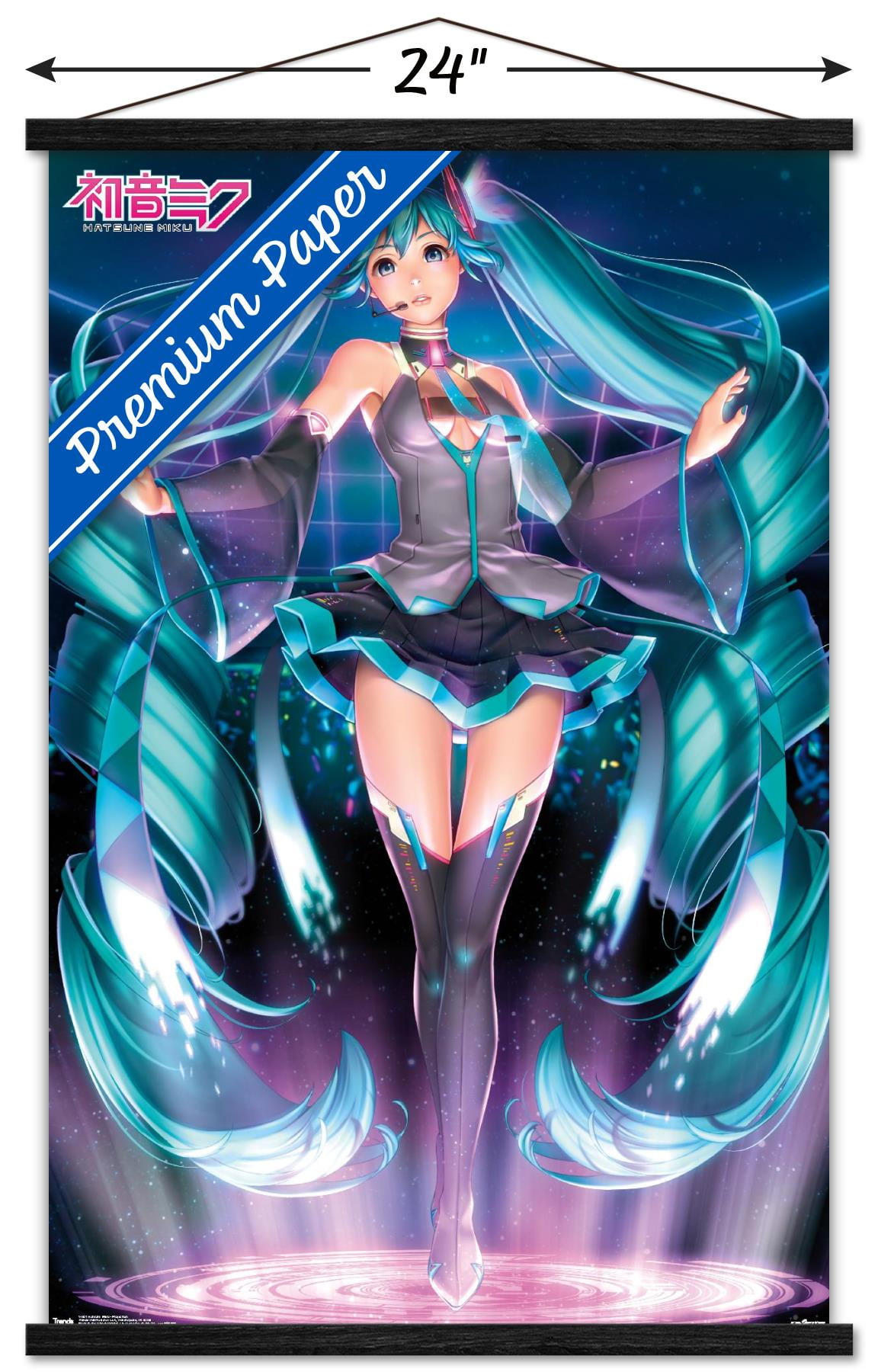 Hatsune Miku - Projection Wall Poster with Wooden Magnetic Frame, 22.375" x 34"