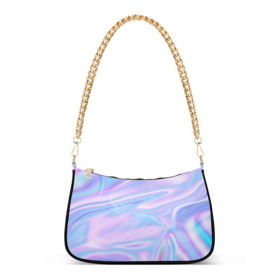 Colorful Marble Womens Chain Shoulder Bag Tote Handbag Clutch Hobo Purse with Zipper for Travel Casual
