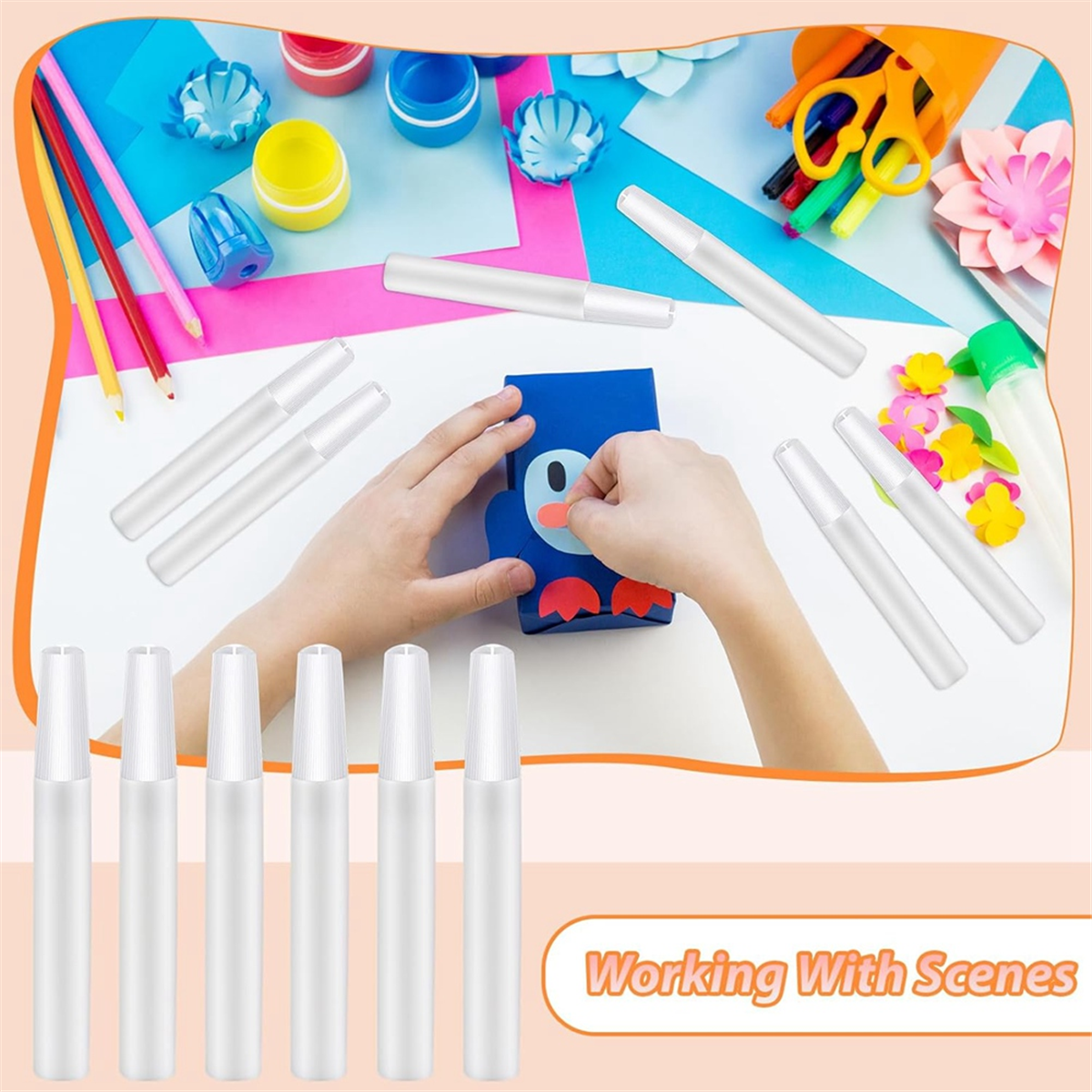 50 Pcs Art White Glue-Stick Pens, Quick Dry -Glue Pens Precise Apply Liquid Glue Pens Classroom Supplies