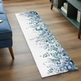 thumbnail image 3 of 2'x6' Rug Runners for Hallways Kitchen, Teal Blue Eucalyptus Leaves Non Slip Entryway Beside Floor Carpet Runner, Spring Floral Summer Botanical Washable Laundry Room Bedroom Throw Rugs Mat, 3 of 8