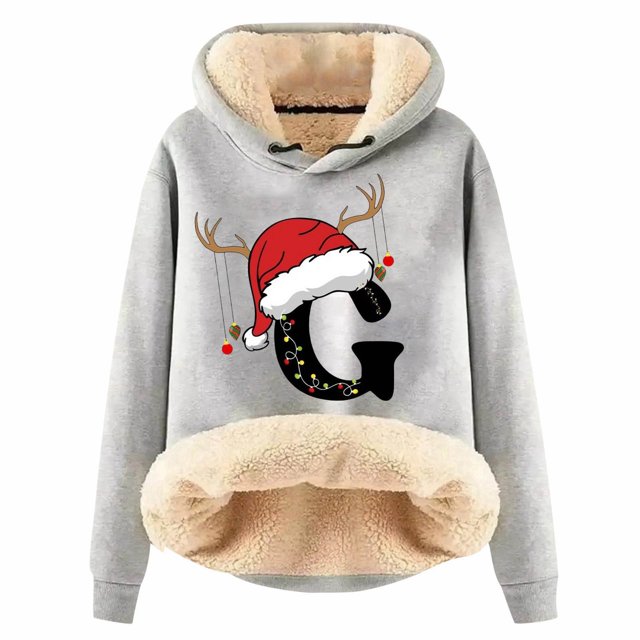 WILLBEST Sudadera con Capucha y Estampado Navideño de Mujer, con Espalda de Lana, Cálida, de Lana, Ideal para El Invierno Modelo 1106 XX-Grande