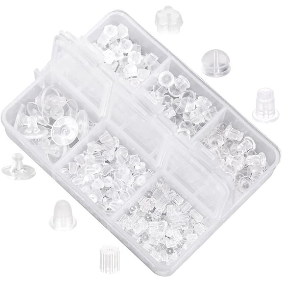 550 Pcs Plastic Earring Backs,Soft Clear Earring Backings,Earring Stoppers for Studs Hypoallergenic,Safety Back Stopper Replacement Kit,Earrings Backs Stopper for Women (Clear)