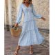 thumbnail image 2 of Vestido con abertura lateral, vestido largo para mujer, vestido con volante en V, vestido largo con flores, rendimiento comprobado, 2 of 6