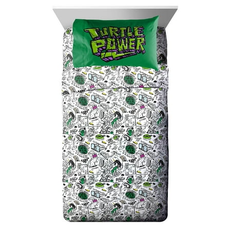teenage mutant ninja turtles kids 4-piece full sheet set  microfiber  white  nickelodeon