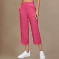 thumbnail image 5 of Olyvenn Women's Plus Size Pants with Pockets Soft Stretch Work Slacks Elastic Waisted Fold Bottom Wide Leg Solid Color Trousers Hot Pink S, 5 of 8