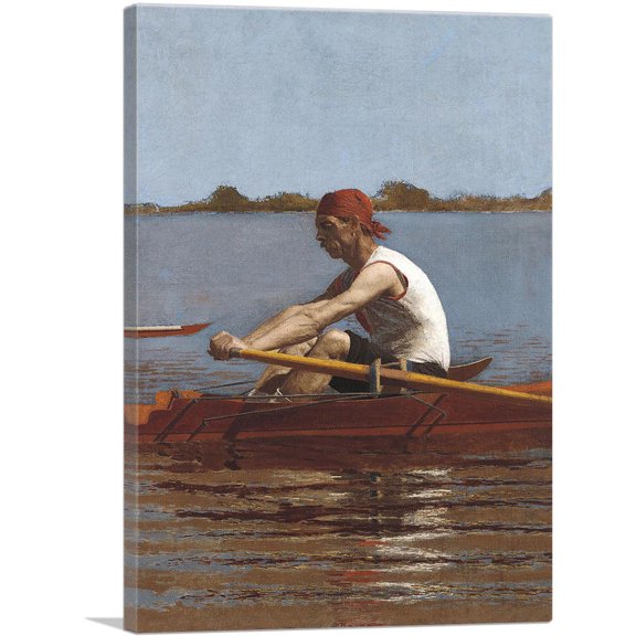 ARTCANVAS John Biglin In a Single Scull 1874 Canvas Art Print by Thomas Eakins - Size: 18" x 12" (1.50" Deep)
