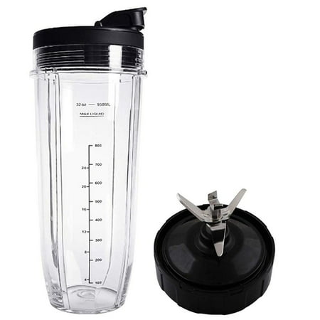 

Lid and 32OZ Cup and 7 Fins Blade for Compatible for Ninja Auto IQ 1000W Blender Accessories BL482