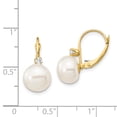 thumbnail image 3 of 14k White Button Freshwater Cultured Pearl & Diamond Leverback Earrings, 3 of 3