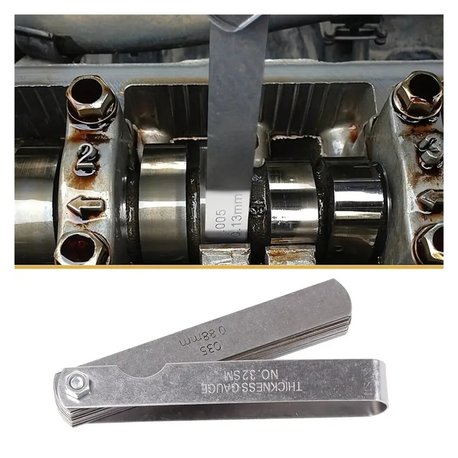32 Blades Alloy Range Finder Feeler Gauge Valve Teaching Feeler Gauge 0.04-0.88 Mm Gap Copper Sheet Measuring Tool ,Easy to Use