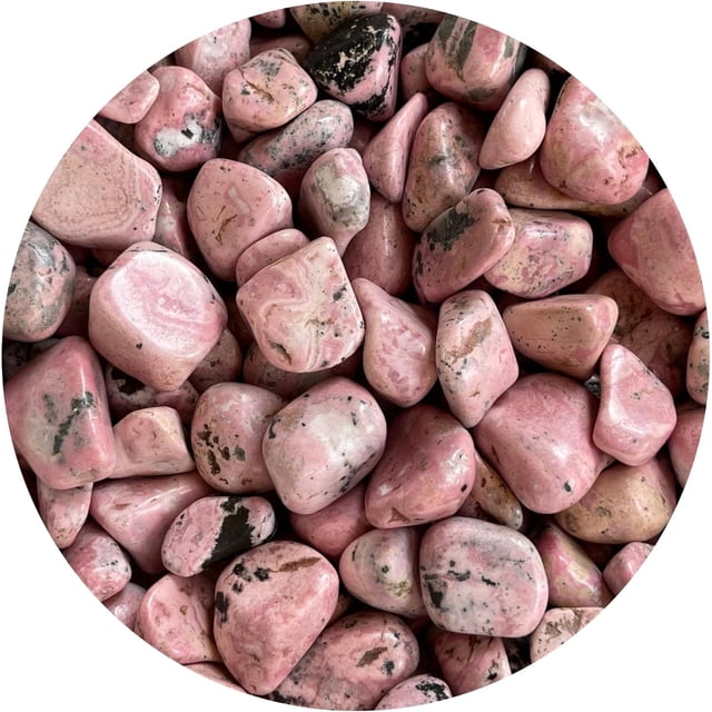 GAF TREASURES Wholesale Rhodonite Tumbled Stones, Polished Rhodonite Gemstone, Rhodonite Healing Crystals (Rhodonite, 0.25 Pound)