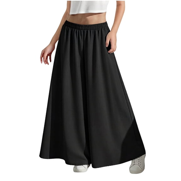 Ultrave Girls Wide Leg Trousers Elastic Waist Summer Flowy Pants Casual Dressy Trousers for 4-15Y