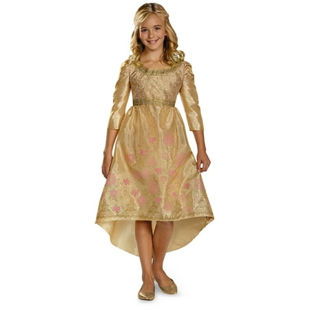Girls Gold Princess Aurora Disney Maleficent Coronation Dress Gown