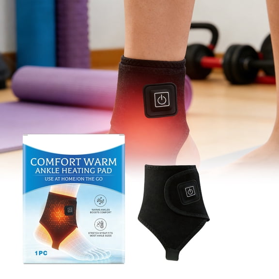 Electric Heated Ankle Wrap, Heat USB Ankle Warmer Foot Wrap with 3 Temperature Settings for Ankle Sprain, Achilles Tendonitis, Pain Relief