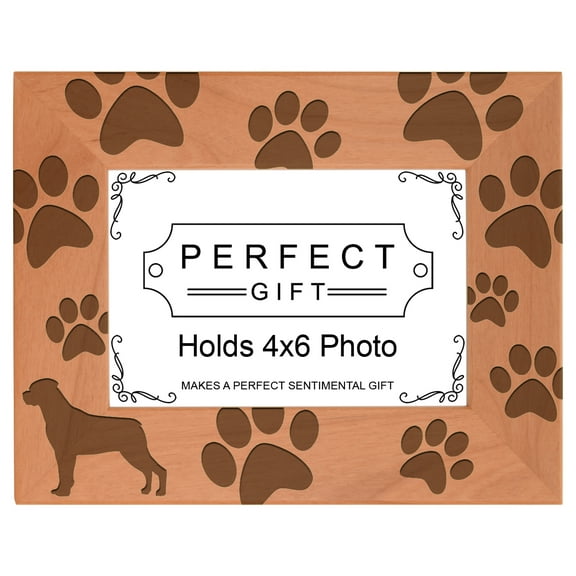 ThisWear Dog Lover Gift Rottweiler Paw Prints Wood Laser 4x6 Landscape Picture Frame