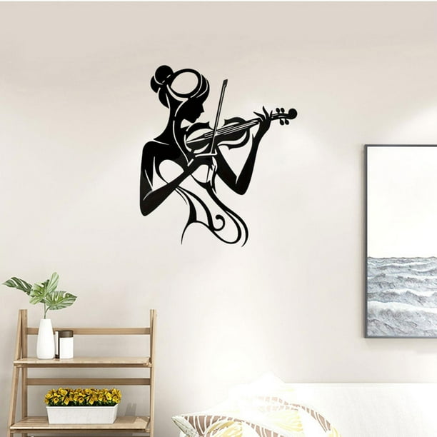 Silueta femenina de violinista, arte para colgar en la pared, artístico, decorativo, multifuncional, 26 x 30 cm, para salón, elegante, resistente,