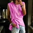 thumbnail image 4 of ClodeEU Women's Crew Neck Sleeveless Side Tie Waist Tank Top,Solid Color Slim Casual Blouse Pink,Women's Plus L, 4 of 7