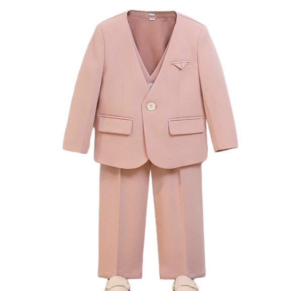 ShomPort Preppy Set for Boys Long Sleeve Blazers and Vest Long Dress Pants Schoolwear Wedding Clothes 1-12 Years