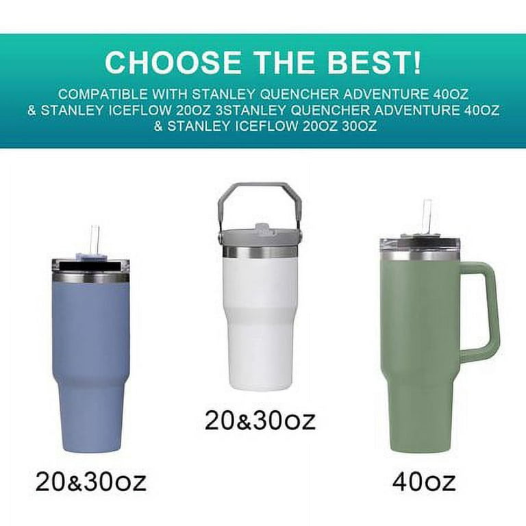 2 PACK Silicone Boot and 2 PACK Silicone Straws for Stanley Quencher H2.0  40 oz Tumbler with Handle & IceFlow 20oz 30oz, Clear Reusable Straw &  Bottom