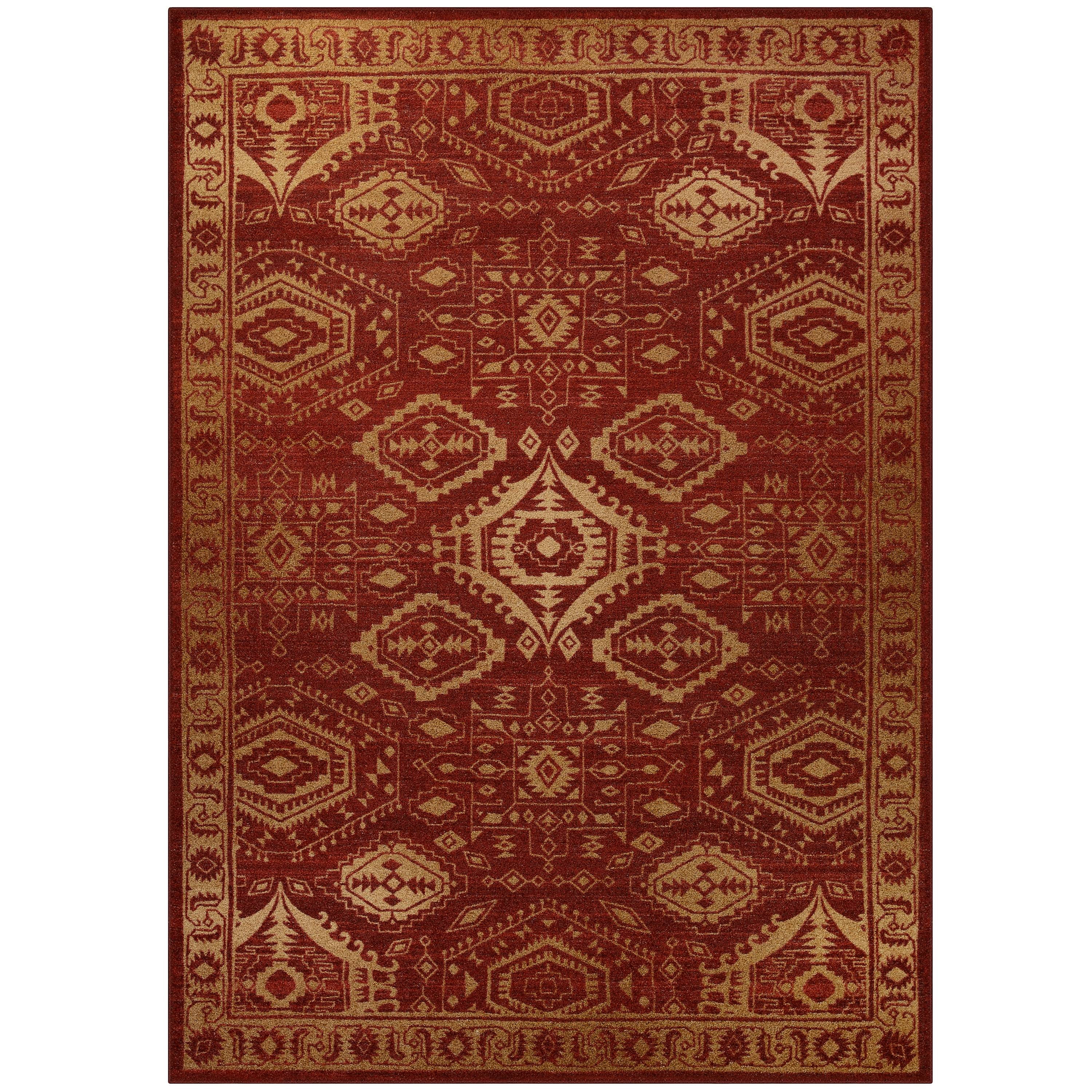 Red/Gold Maples Rugs Georgina Traditional Runner Rug Non Slip Hallway Entry Carpet Made in USA 1'8 x 5 