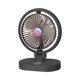 thumbnail image 2 of Ventilador de escritorio con luces, 4 velocidades, recargable, ajuste USB, silencioso, para escritorio personal Aureato negro, 2 of 9