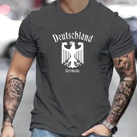 Deutschland Germany Print T Shirt, Tees For Men, Casual Short Sleeve T-shirt For Summer