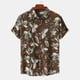 thumbnail image 2 of Camisa estampada a cuadros con solapa para hombre Camisa floral hawaiana Pompotops  oipoqjl24688, 2 of 9