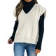 thumbnail image 1 of Gibobby Sueter Para Mujer Invierno Punto Chaleco de punto sin mangas con cuello en V para mujer(Blanco,XG), 1 of 4
