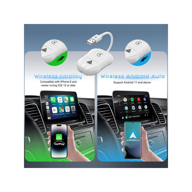 Adattatore Wireless Android Auto E CarPlay 2in1 - Connetti Senza Fili Il Tuo Smartphone In Auto, Supporto IOS 10+ E Android 12+, USB-C/A - Foto 2