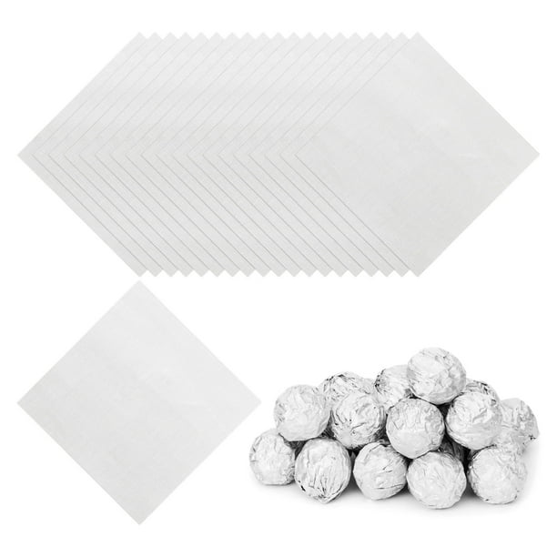 Envolturas de caramelo de papel de aluminio de 5x5 pulgadas, cuadradas de aluminio de cuadrícula fina, 100 piezas