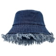 thumbnail image 3 of Distressed Denim Bucket Hat for Men Women Unisex Washed Fisherman Outdoor Travel Street Fashion Sun Hat, 3 of 3
